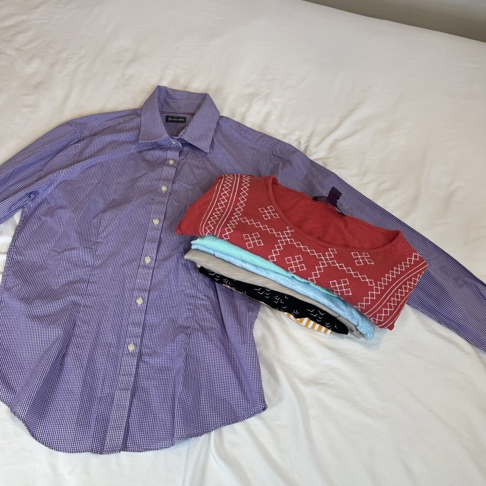 Van Heusen Blouse Women's Large Gingham Button Up Plus 6 More‎